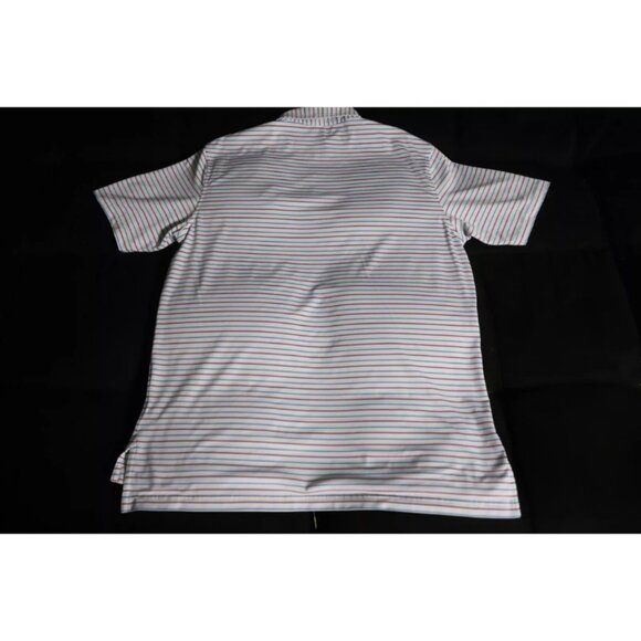 Peter Millar Sumer Comfort Golf Polo Shirt Mens L White/Blue Stripe Embroidery - Picture 2 of 10